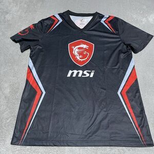 MSI True Gaming Esports Jersey Mens XL Black Red Dragon VNeck Short Sleeve Shirt